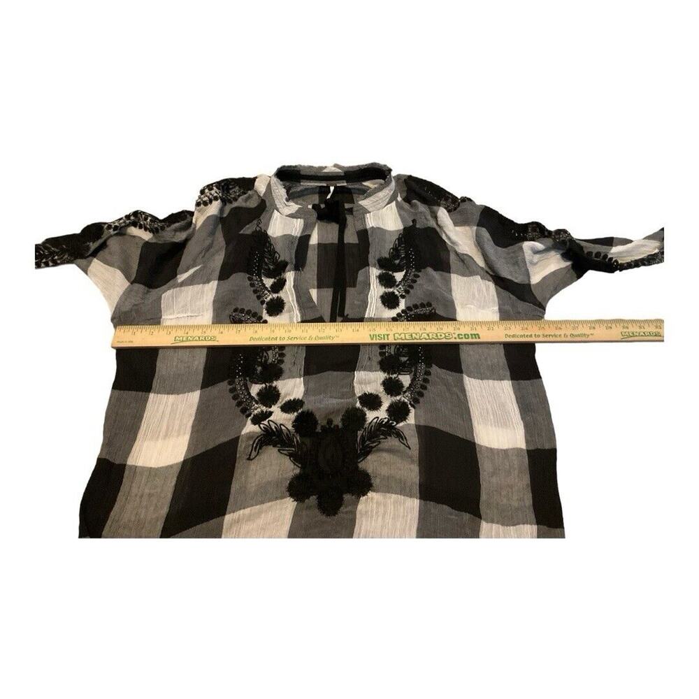 Free People Black and White Plaid Blouse - Picture 3 of 5